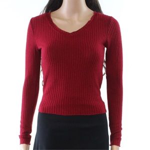 PLANET GOLD | V-Neck Waffle-Knit Knit Top B20